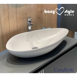 Seramik Cerastyle Olive 74 cm Tezgah Üstü Çanak Lavabo