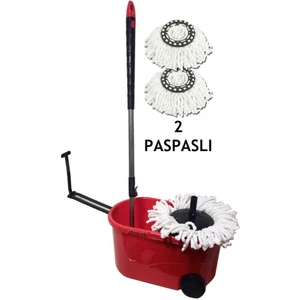 2 Paspaslı Dönerli Mop Çekçekli Tekerlekli Büyük Kova Otomatik Mikrofiber Temizlik Yeni Nesil Paspas