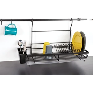 Siyah Askılı Bulaşıklık Tabaklık Bardaklık Raf