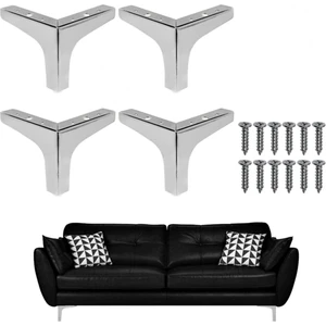 Sözer Orman Ürünleri (4 Adet) 12cm Modern Krom  Metal Mobilya, Dolap, Koltuk, Tv Ünitesi Ayakları