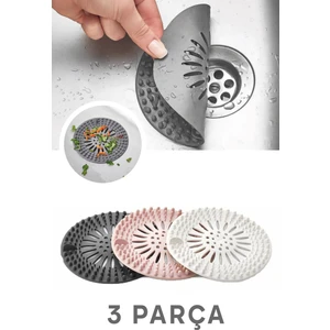 3 Parça Süzgeçli Silikon Lavabo ve Küvet Tıkacı Yuvarlak Lavabo Tıkacı