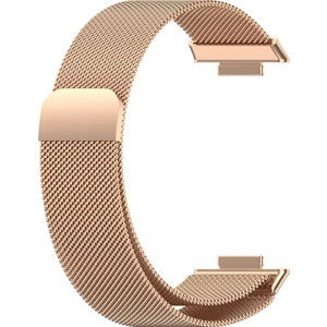 Huawei Watch Fit 2 Uyumlu Hasır Metal Örgü Işlemeli Mıknatıslı Kordon Kayış