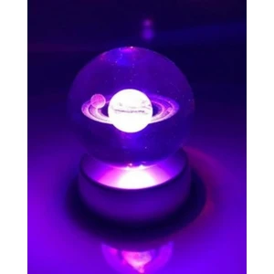 Hediye Filesi Satürn Gezegen Cam Küre LED  Işıklı Renk Değiştiren Dekoratif Cam Küre