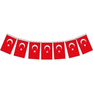 Orta Ipli Kağıt Türk Bayrağı - 40 Adet - 13 x 8cm