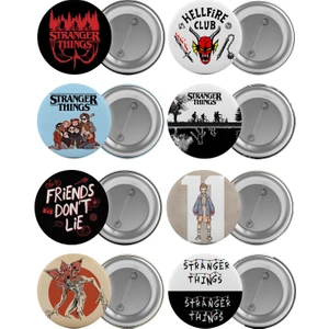 Stranger Things Çanta Rozeti Seti 8 Adet En Büyük Boy 5.8cm Iğneli Broş