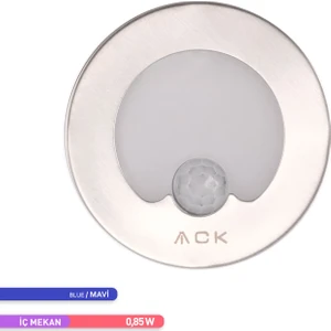 Mavi Renk Yuvarlak Sensörlü LED Merdiven Duvar Armatürü AH07-00664