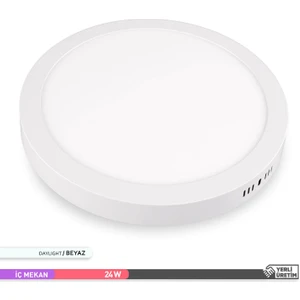24 W 6500K Beyaz Sıva Üstü Yuvarlak LED Panel Armatür AP03-02430