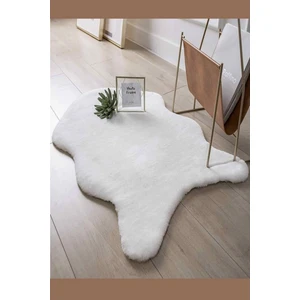 Saraz Halı Post Peluş Beyaz Yıkanabilir Puffy Peluş Düz