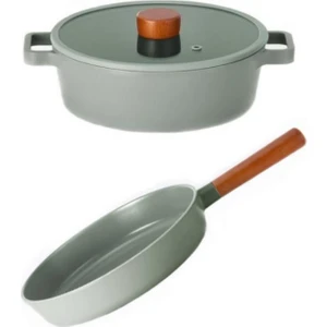 Fika Döküm Gri 24 cm Tencere & Tava Seti