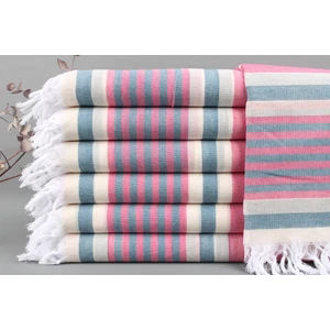 Kayra Export Pembe-Lacivert Peştemal, Banyo Havlusu, 100X170 cm Pamuk Havlu, Kadınlar Için Hediye Havlu,