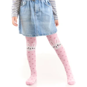Tavşan Kız Puantiyeli Kalın Pembe Külotlu Çorap
