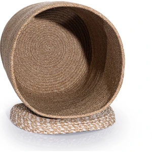 Cesta Kapaklı El Yapımı Pamuklu Natural Bej Hasır Dekoratif Sepet 36cmx45cm 9032