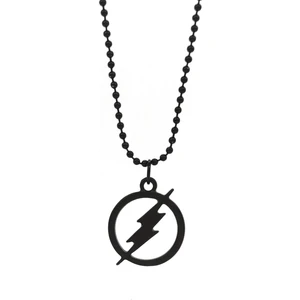 The Flash Şimşek Kolye Yuvarlak Içinde Yıldırım Kolye Siyah Renk