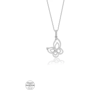 Swarovski Zirconia Kelebek 925 Ayar Gümüş Kolye