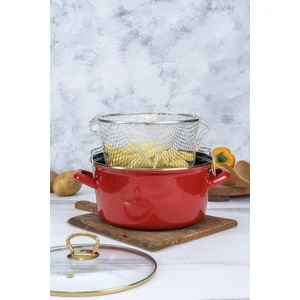 Qualita Savor Emaye Kızartma Tenceresi - Kırmızı