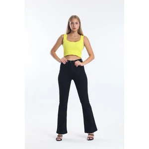 Siyah Ispanyol Paça Kot Pantolon Flare Jean