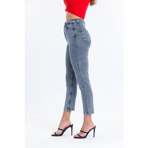 Füme Mom Jean Likralı Kot Pantolon