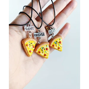 Pizza Dilimleri 3'lü Bff Kolye Aksesuar Şık Hediyelik Süs Takı