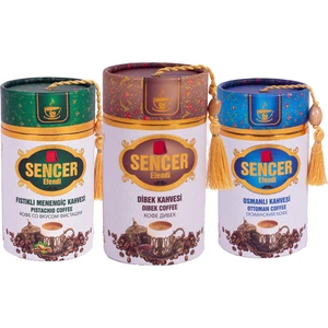 Sencer Efendi 3'lü Kahve Set 3x250 gr (Dibek-Fıstıklı Menengiç-Şehzade Osmanlı Kahvesi)