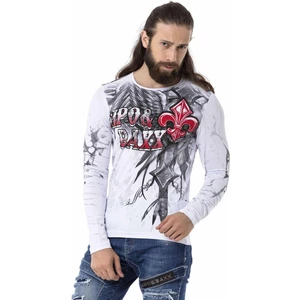 Cipo & Baxx CL522 Desenli Beyaz Ince Sweatshirt
