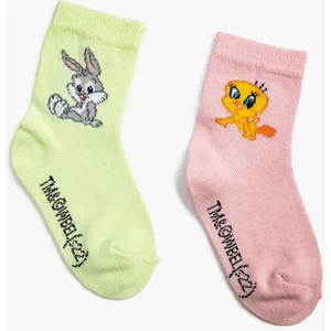 2'li Bugs Bunny ve Tweety Baskılı Çorap Lisanslı