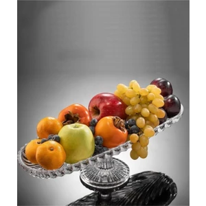 Alegre Glass Oval Servis Tabak Salata Meyve Tabağı Cam Sunumluk