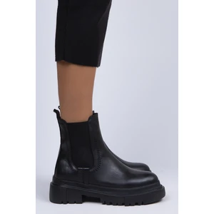 Emma Kadın Deri Çift Taraf Lastikli Siyah Bot