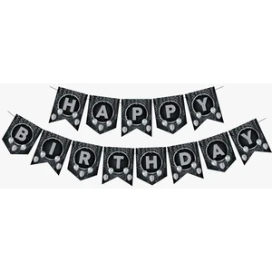 Çıtı Pıtı Store Zikzak Banner Ofset Siyah Gümüş Happy Birthday