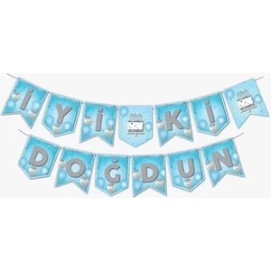 Çıtı Pıtı Store Zikzak Banner Ofset Mavi Gümüş Iyi Ki Doğdun