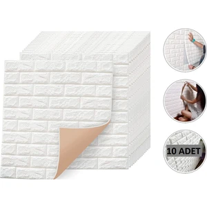 Renkli Duvarlar NW01 Kendinden Yapışkanlı 70X77 cm 10 Adet Sünger Tuğla Duvar Kağıdı Paneli