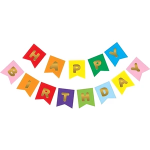 Çıtı Pıtı Store Renkli Gümüş Happy Yaldızlı Banner