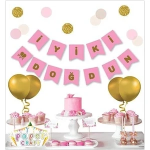 Çıtı Pıtı Store Pembe Gold Iyi Ki Doğdun Yaldızlı Banner
