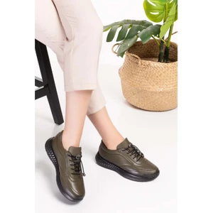 Içi Dışı Hakiki Deri Faylon Taban Hafif Spor Ayakkabı ES.110 - Haki - 39