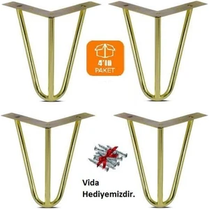 Metal Mobilya Ayağı Mil 15 cm Gold 4 Adet