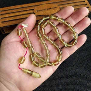 Vip Kehribar 7X11 mm Fares Baydoun Usta Işçilikli Zar Kehribar Tesbih Faris Imzalı Tespih Ahşap Kutulu Püskül Hediyeli