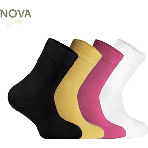 Nova Socks Kadın 4'lü Bambu Lastiksiz Sıkmayan Extra Rahat Şeker Çorabı / Çorap