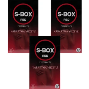Kırmızı (Kabartma Yüzeyli) Prezervatif 12'li Paket 3 Adet