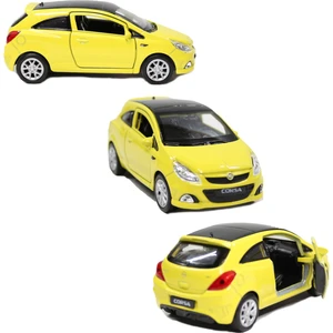 Opel Corsa Çek Bırak Metal Oyuncak Araba 11 cm Sarı