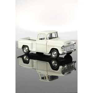 1955 Chevrolet Stepside Beyaz Kamyonet Çek Bırak Metal Model Oyuncak Araba 12 cm