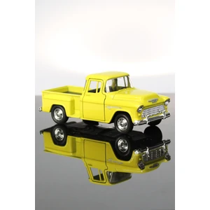 1955 Chevrolet Stepside Sarı Kamyonet Çek Bırak Metal Model Oyuncak Araba 12 cm