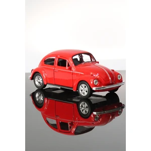 Volkswagen Beetle Kırmızı Çek Bırak Metal Model Oyuncak Araba 12 cm