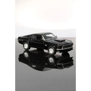 1969 Ford Mustang Boss 429 Siyah Çek Bırak Metal Model Oyuncak Araba 12 cm