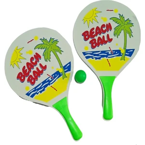 Plaj Tenis Raket Seti (2 Raket 1 Top) Beyaz Yeşil