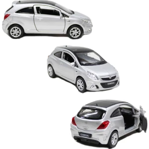 Opel Corsa Çek Bırak Metal Oyuncak Araba 11 cm Gri