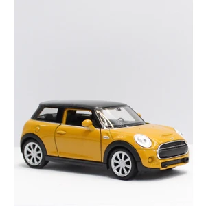 Sarı Yeni Mini Cooper Çek Bırak Metal Oyuncak Araba 11 cm