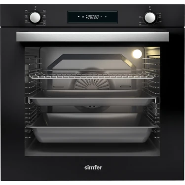 Simfer 7381 80 Lt Siyah Cam Panel Turbo Ankastre