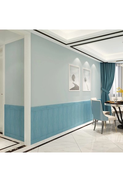 Renkli Duvarlar 10 Adet 70-70CM Mavi Desenli Yapışkanlı Duvar Kağıdı Panel NW121