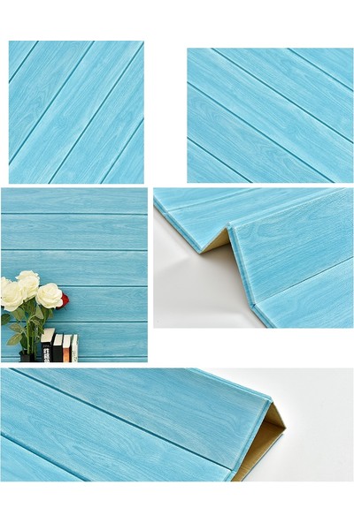 Renkli Duvarlar 10 Adet 70-70CM Mavi Desenli Yapışkanlı Duvar Kağıdı Panel NW121