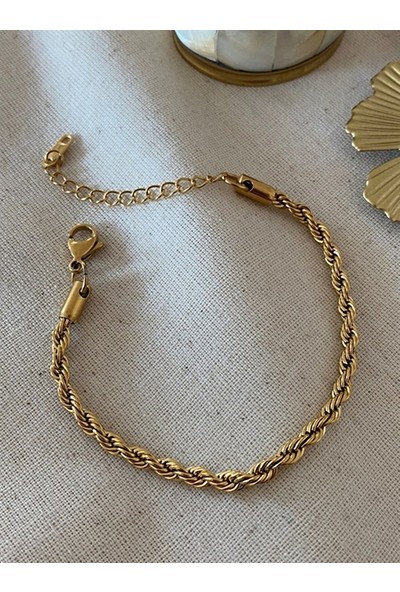 Gena Moda Gold Renk Yüksek Kaliteli Paslanmaz Çelik Burgu Bileklik