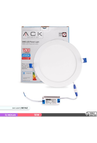 Ack 18W 6500K Beyaz Sıva Altı LED Panel Armatürü AP01-01830